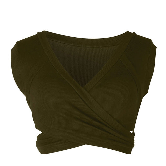 Sexy Ladies Knit Sleeveless Straps Lumbar Short Vest Bottoming Shirt — view 15