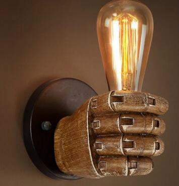 Creative Personality Fist Wall Lamp Bedroom Bedside Restaurant Cafe Resin Decorative Antique Lamps
