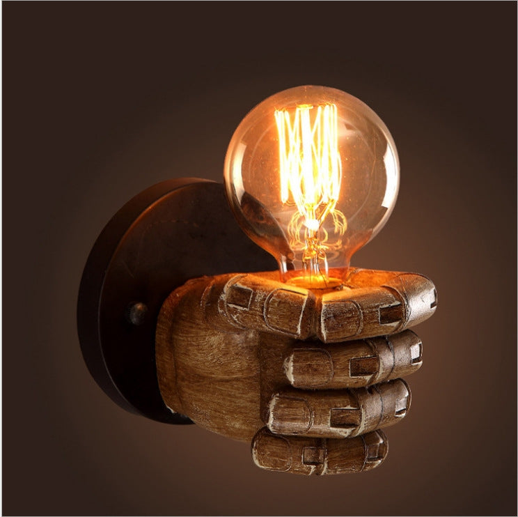 Creative Personality Fist Wall Lamp Bedroom Bedside Restaurant Cafe Resin Decorative Antique Lamps — view 10