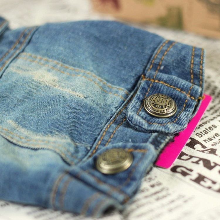 Retro Personality Denim Small Vest Pet Dog Clothes Pet Jacket — Dark Blue