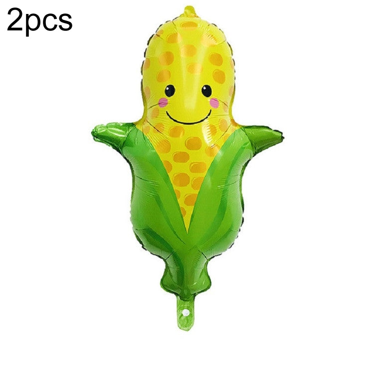 2 PCS Cartoon Vegetables and Fruits Aluminum Film Balloon Children Party Decoration Supplies Inflatable Toys — Orange