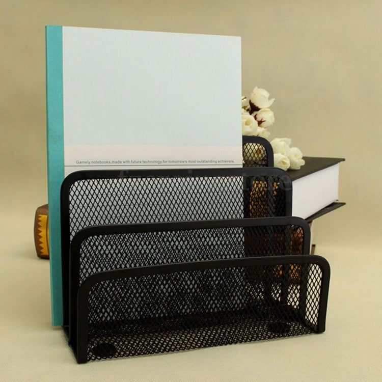 Mail Document Tray Black Desk Office File Storage Rack, Mesh Letter Sorter