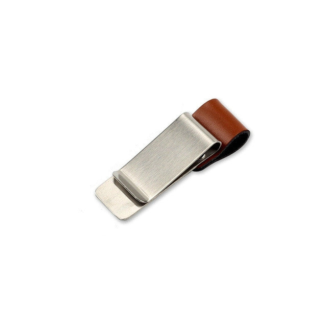 Metal Leather Pen Holder Stainless Steel Pencil Clip Notebook Pen Holder