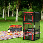 Outdoor Folding Drying Net Four-Layer Storage Basket Storage Basket Camping Drying Fish Drying Net Rack Hanging Basket