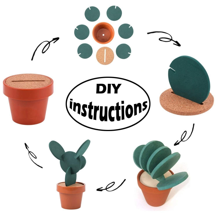 Novelty DIY Cactus Coaster Anti-skid Insulation Tea Pad Home Storage Desktop Multi-function Decoration