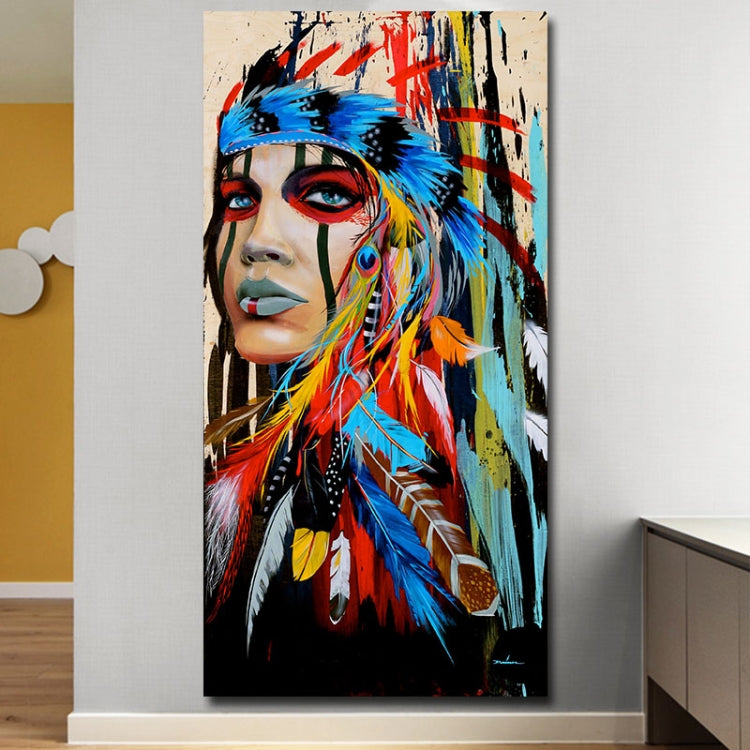 Modern Wall Art Prints Coloful Girl Feathered Women Canvas Painting For Living Room Home Decor — view 6