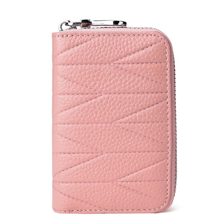 Multi-card Zipper Card Bit Card Small Purse Simple Organ Card Package — Peach Pollen