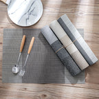 1796 Simple PVC Non-slip Insulation Table Mat Disposable Green Dishes Western Table Mat — Vertical Bar Coffee