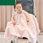 Summer Thin Coral Flannel Office Nap Blanket — Green Clouds