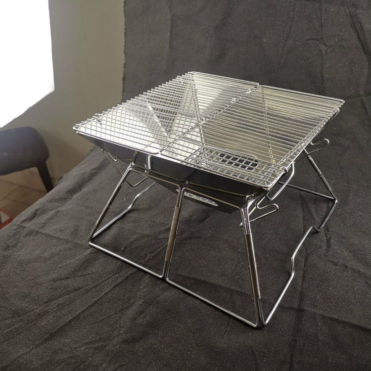 Liftable Barbecue Grill Camping Stainless Steel Folding Barbecue Grill Wood Charcoal Grill