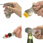 Outdoor Multifunctional Camping Spoon Stainless Steel Tableware Portable Picnic Tableware Fork And Spoon
