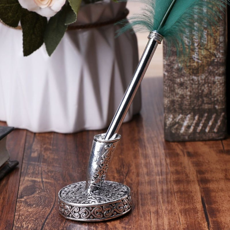 Retro Feather Pen Holder Metal Round Pen Holder