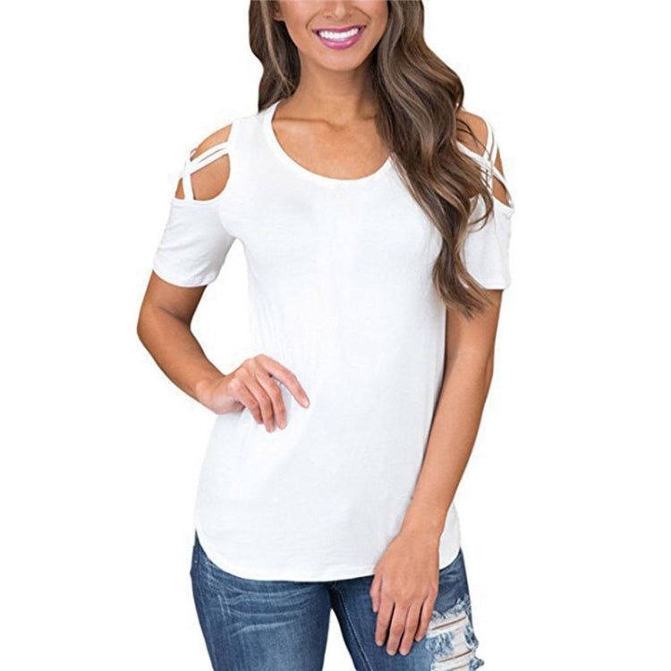 Round Neck Short-sleeved Off-the-shoulder Blouse T-shirt — view 6