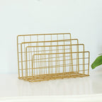 Wrought Iron Desktop Storage Rack Magazine Rack — Gold