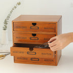Retro Wooden Drawer Storage Cabinet Desk — view 4