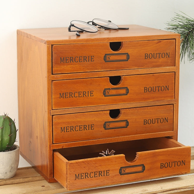 Retro Wooden Drawer Storage Cabinet Desk — view 5