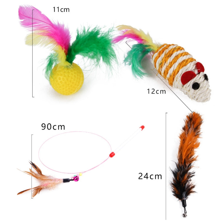Cat Combination Toy Funny Cat Stick Mouse Bell Ball Feather — view 3