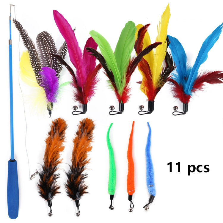 Cat Toys Feather Telescopic Funny Cat Sticks — 11 In 1 Cat Toy