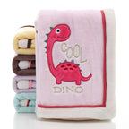 Newborn Cartoon Soild Thicken Double Layer Coral Fleece Soft Infant Blanket Bedding — 75x100cm