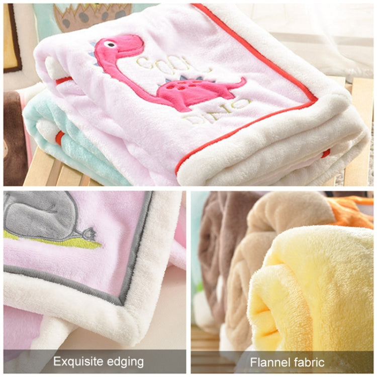Newborn Cartoon Soild Thicken Double Layer Coral Fleece Soft Infant Blanket Bedding — Green Dragon