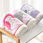 Newborn Cartoon Soild Thicken Double Layer Coral Fleece Soft Infant Blanket Bedding — Green Mermaid