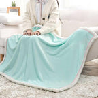 Newborn Cartoon Soild Thicken Double Layer Coral Fleece Soft Infant Blanket Bedding — view 6
