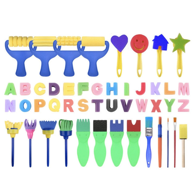 EVA Sponge Early Education Graffiti Painting Supplies, 47 In 1 Childrens Art Painting Set