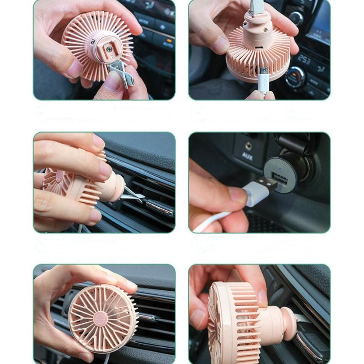 Car Vent Fan Multi-function USB Interface Mini LED Lamp Car Fan