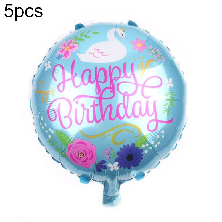 5 PCS Round White Swan Aluminum Balloon Birthday Party Decoration Toy