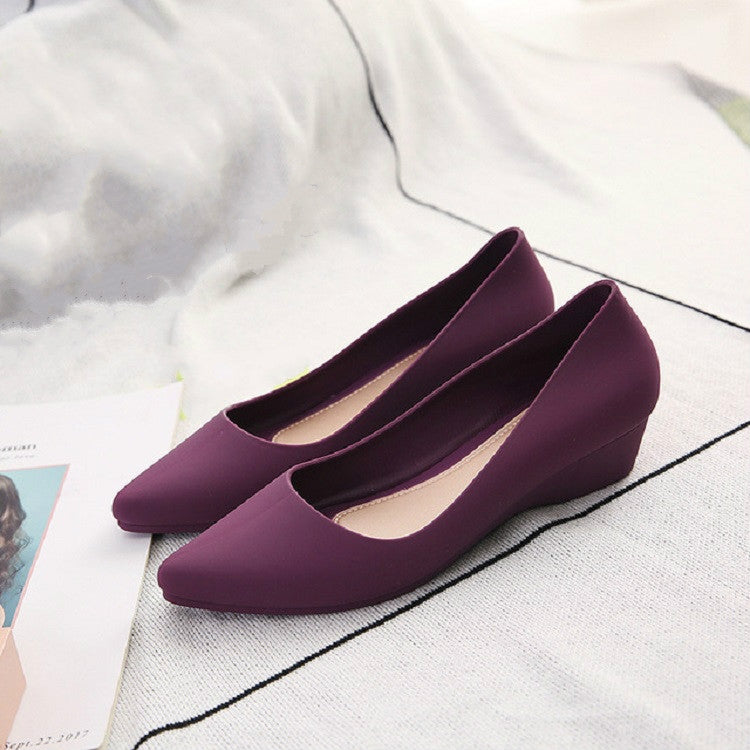 Shallow Mouth Square Head Single Shoes — Apricot