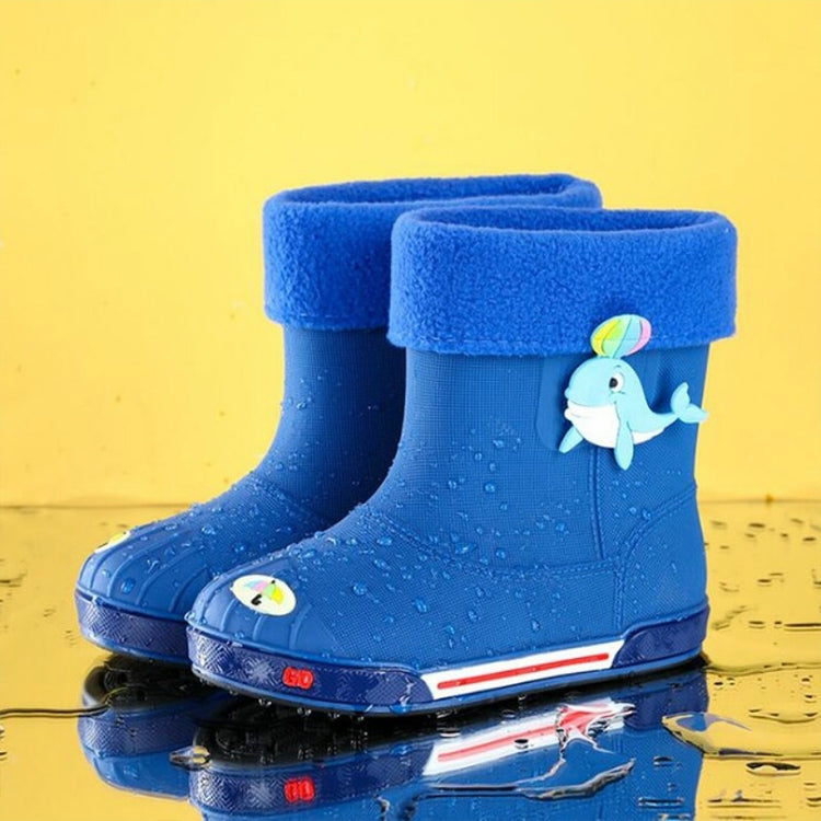 Children Non-Slip Plus Velvet Warm Cartoon Short Rain Boots