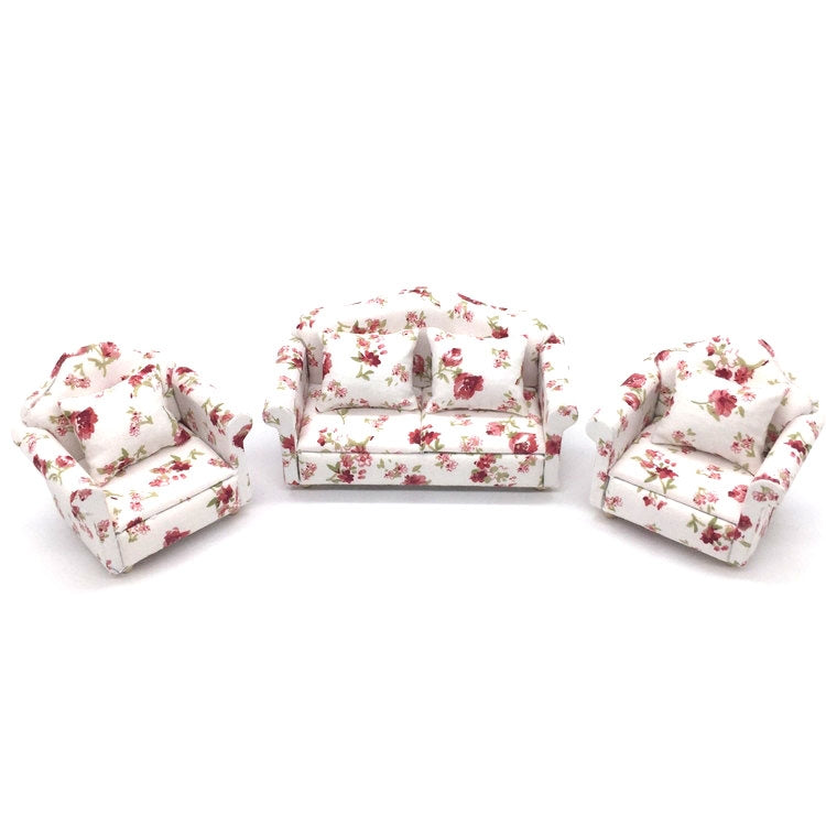 1:12 Doll House Furniture Decoration Three-piece Mimulation Sofa — Square
