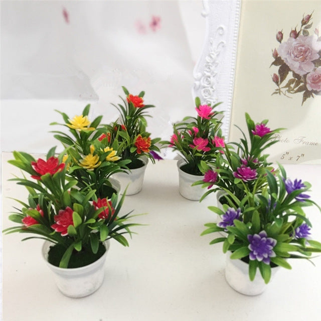 10 Pots Fake Potted Plant Simulation Bonsai Tabletop Decoration — Purple