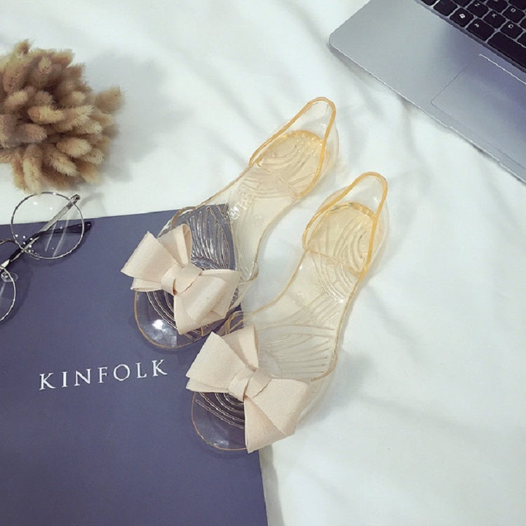Beach Bow Plastic Transparent Flat Shoes Jelly Fish Mouth Shoes — view 16