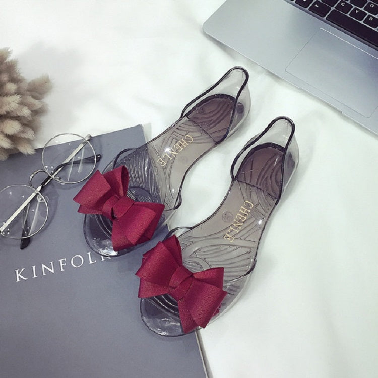 Beach Bow Plastic Transparent Flat Shoes Jelly Fish Mouth Shoes — view 12