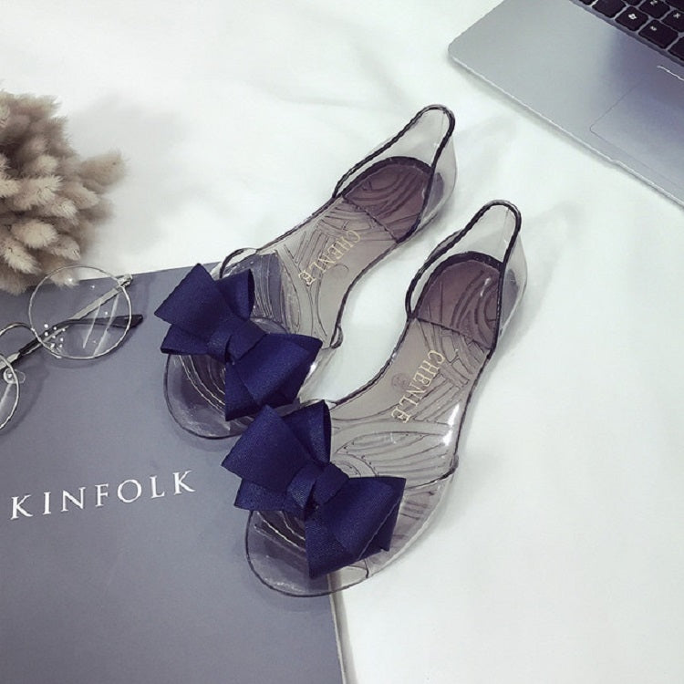 Beach Bow Plastic Transparent Flat Shoes Jelly Fish Mouth Shoes — view 24