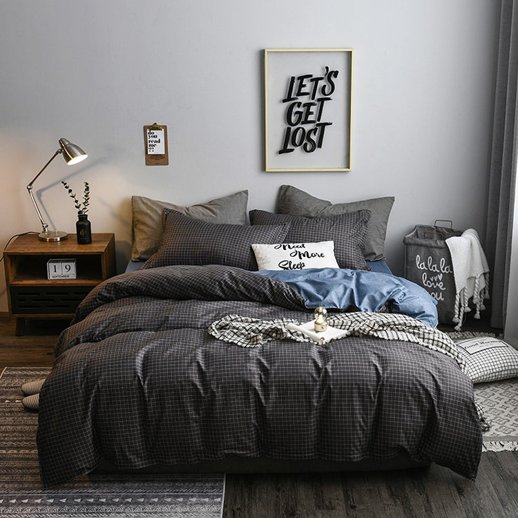 Bedding Set Solid Plaid Side Bed Comforter Duvet Cover Sheet Set, 168*229cm(1x Pillowcase,1xQuilt）, 200*230cm(2x Pillowcase,1x Quilt）, 228*228cm(2xPillowcase,1xQuilt）, 260*230cm(2xPillowcase ,1xQuilt）, 135*200cm(1xPillowcase,1xQuilt）                   ... — view 20