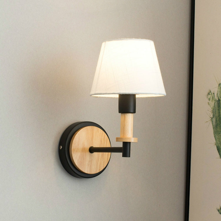 E27 LED Bedside Aisle Creative Personality Wooden Wall Lamp — Black