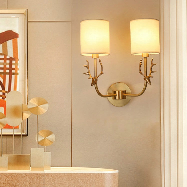 Corridor Aisle Personality Creative Copper Antler Wall Lamp — Three Color 5W  Double Heads