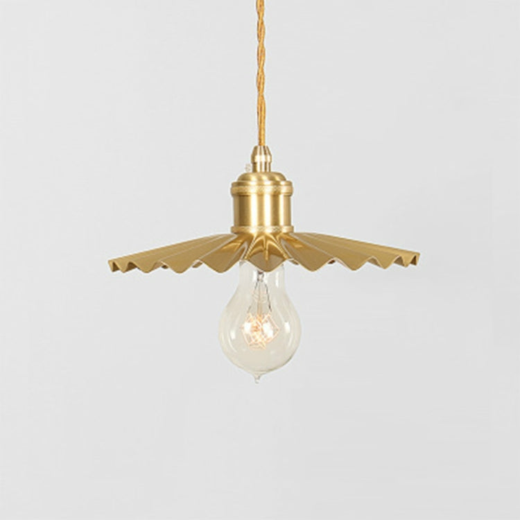 Vintage Nostalgic Brass Pleated Chandelier — view 7