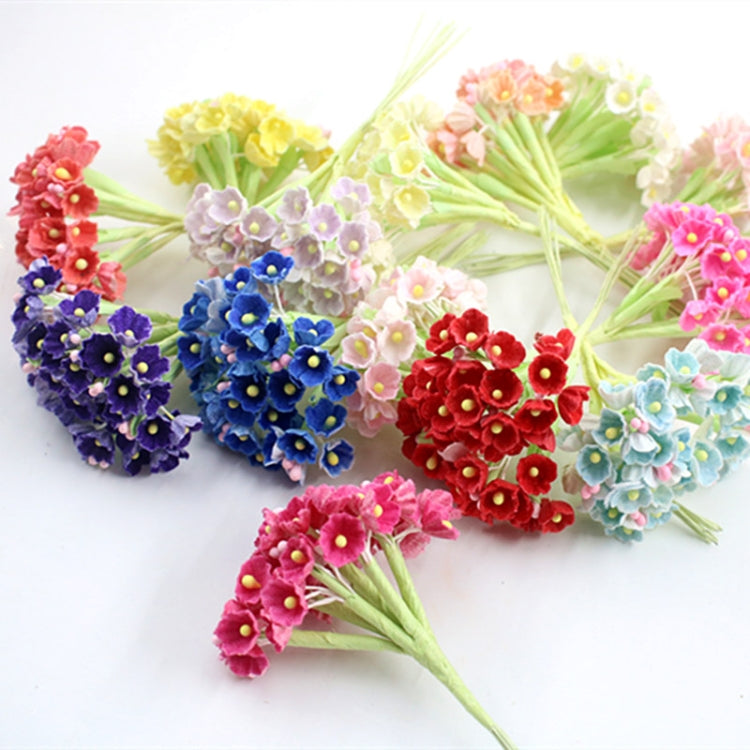 5 Branches DIY Hand-simulated Plum Mini Flocking Cloth Lucky Flower — Light Blue