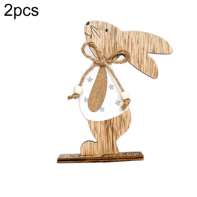 2 PCS Creative Easter Home Wooden Rabbit Decorative Ornaments — view 5