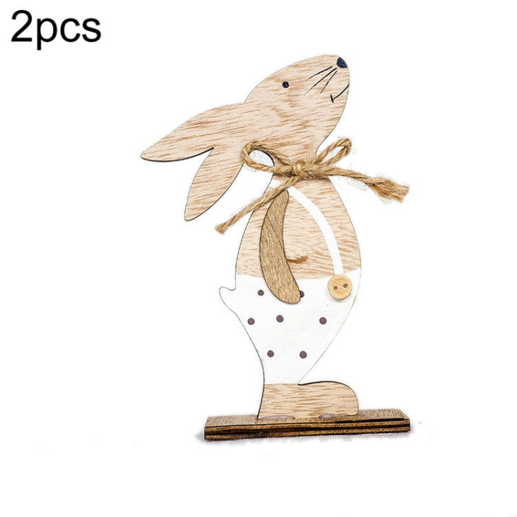 2 PCS Creative Easter Home Wooden Rabbit Decorative Ornaments — view 6