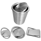 Embedded Type Stainless Steel Swing Cover Flip Kitchen Countertop Trash Can Lid Cap — Round  Mirror 24.5cm Diameter