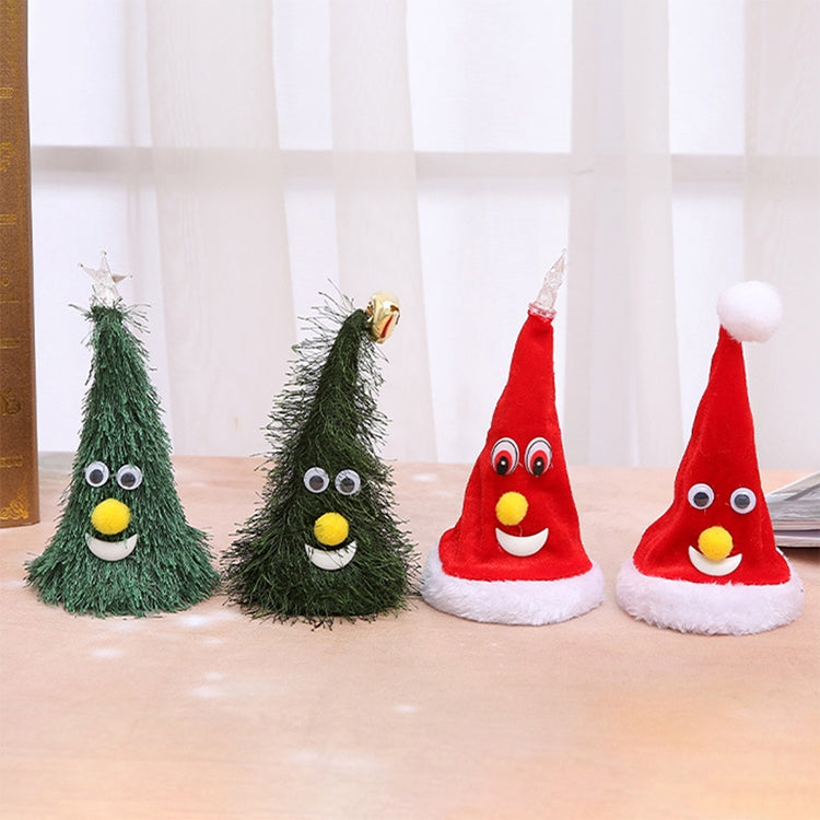 6 inch Electric Cap Christmas Swing Tree Hat Christmas Ornaments Props — Swing Tree with Pentagram Light