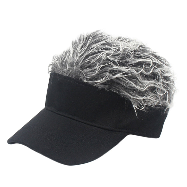 Unisex Fashion Outdoor Sunshade Baseball Cap with Wig — Adult White Brown \Wig