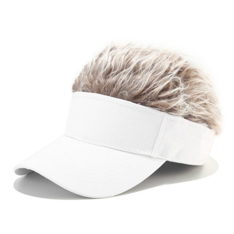 Unisex Fashion Outdoor Sunshade Baseball Cap with Wig — Adult White Gray Wig