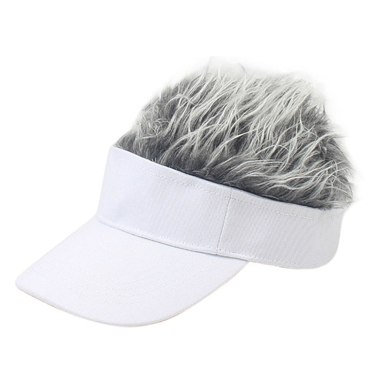 Unisex Fashion Outdoor Sunshade Baseball Cap with Wig — Adult White Black Wig