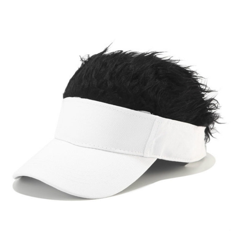 Unisex Fashion Outdoor Sunshade Baseball Cap with Wig — Children's black silver wig