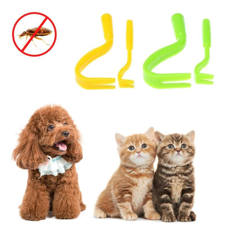 2 PCS Pet Catcher Flea Clipper Animal Deworming Pull Hard Tick Extractor Cats and Dogs Lice Scavenging Flea Hook — Green